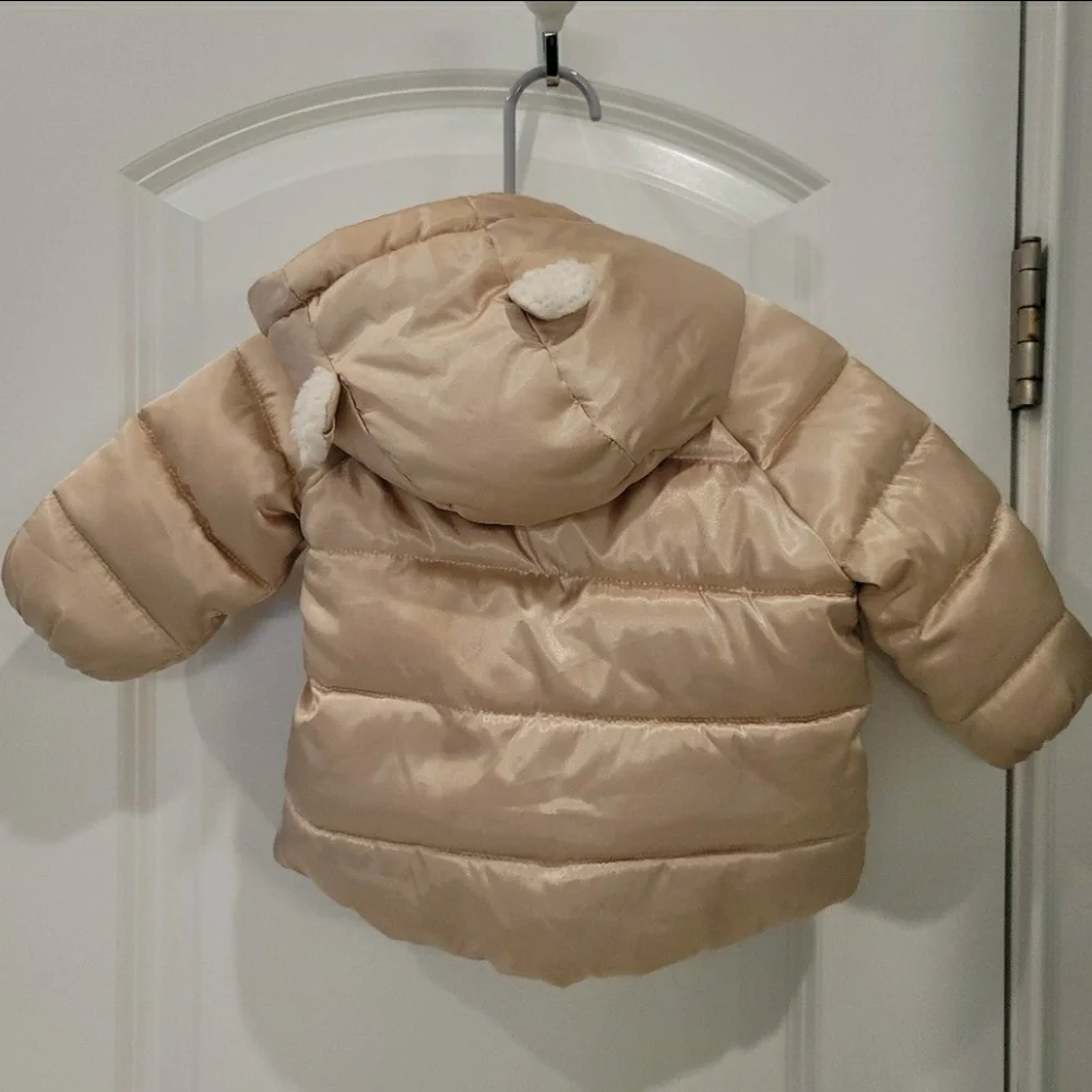 Gap Baby Shimmery Gold/Champagne Hooded Puffer Coat - Size 0-6 Months